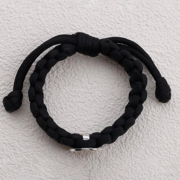 St. Benedict Medal Bracelet - Adjustable Black Paracord Religious Charm for Men - Picture 2 of 4